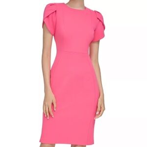 Calvin Klein Tulip-Sleeve Sheath Dress